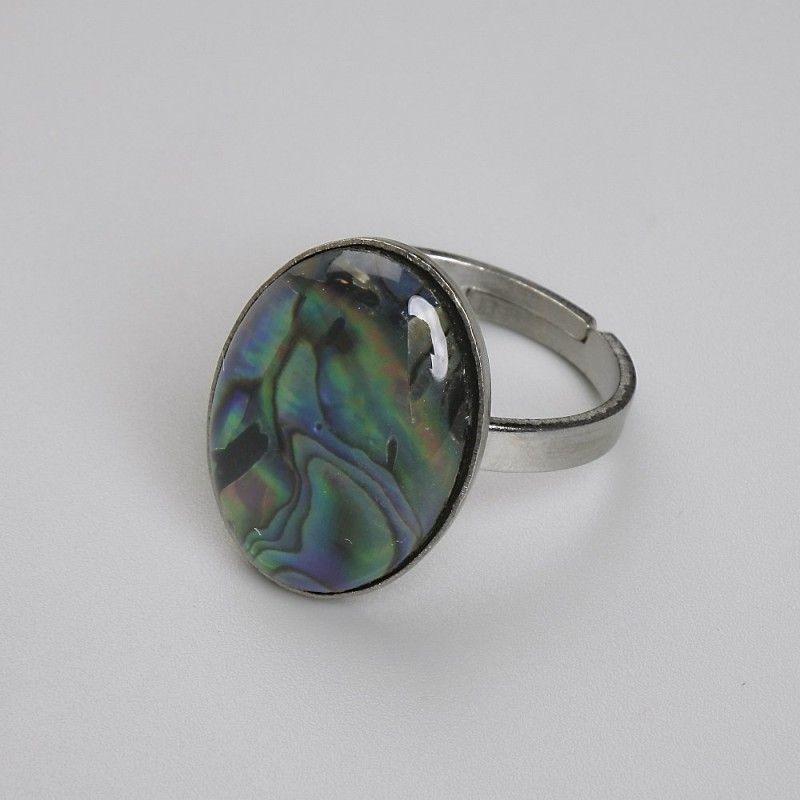 Halite Oval Ring 19×14 mm +/- Silver-Colored Metal