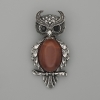 Owl Brooch-Pendant with Carnelian