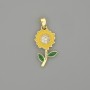 Sunflower pendant - enamel, gold-tone metal with white crystals, diameter 25x10 mm+
