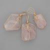 Pink Quartz Pendant with Unpolished Stone in Golden Wire Wrap 55x26mm +/- Assorted Sizes