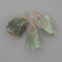 Fluorite pendant with raw stone in golden wire wrap, 44x20 mm, Assorted Sizes