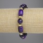 Agate Barrel Bracelet, diameter 13.5×9 mm, 10 mm faceted bead, with metal inserts, length 18 cm, stretch