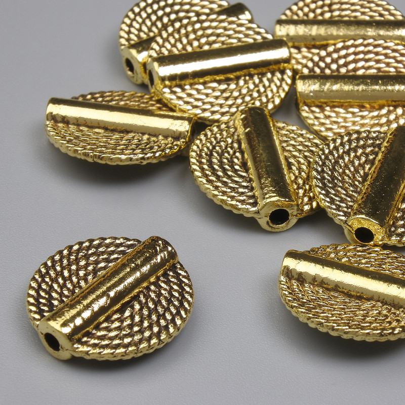 Gold-colored bead insert, gold tone, 14 mm diameter ±, hole diameter 1.7 mm ±, packaging 20 g (~12 pcs)