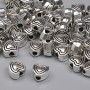 Heart-shaped silver-tone bead insert, 6mm diameter, hole 1.6mm, packaging 20 g (~45 pcs)