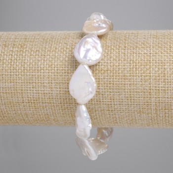 Bracelet Baroque Pearls with gasoline tint, diameter 18.5–21 × 14.5 mm, length 18 cm +/- (stretch)