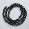 Czech Crystal Beads on Thread, Black Matte Faceted Beads, 5mm Diameter, 40 cm Length +/-