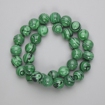 Malachite Beads 12mm on Thread, 39cm Length