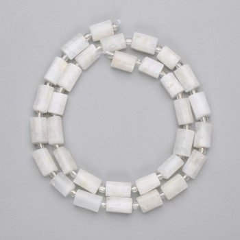 Adularia beads, faceted, diameter 9.5–10 × 6–6.5 mm, plus 3 mm seed beads, length 40 cm ± on thread