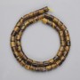 Tiger's Eye beads, cylindrical, 6x6 mm, 38 cm long on thread