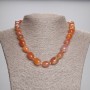 Sardonyx Necklace with Faceted Beads 14–16×11–12 mm and Seed Beads 3 mm, Length 45 cm, with Clasp