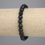 Agate Bracelet (Beaded) with Black Czech Glass Faceted Beads 8mm, Length 18 cm, Stretch