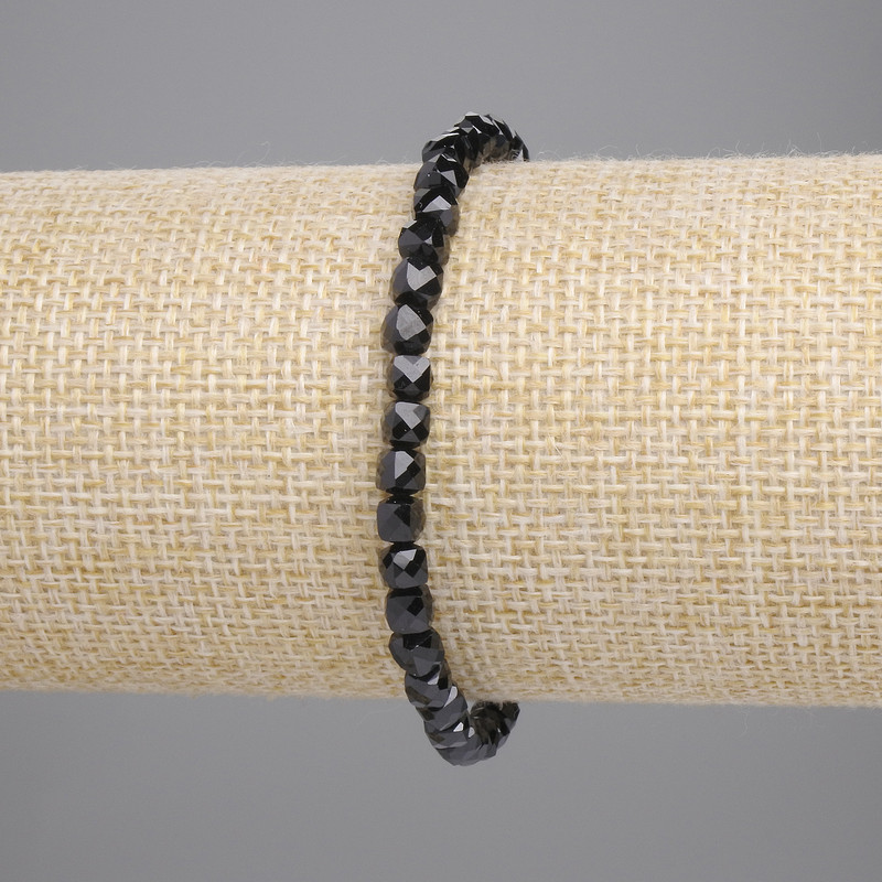 Black Tourmaline Bracelet with Faceted Cube