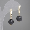 Shungite Earrings with Smooth Bead, 12 mm diameter, 35 mm length