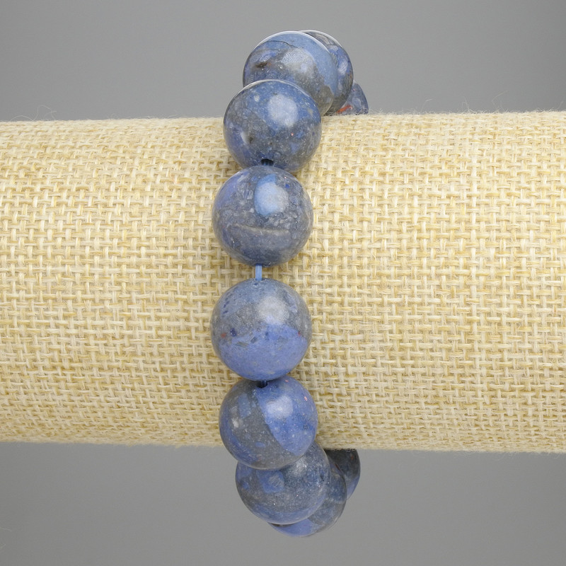 Sponge Coral Bracelet with Smooth 14 mm Beads, 18 cm Length, Stretch