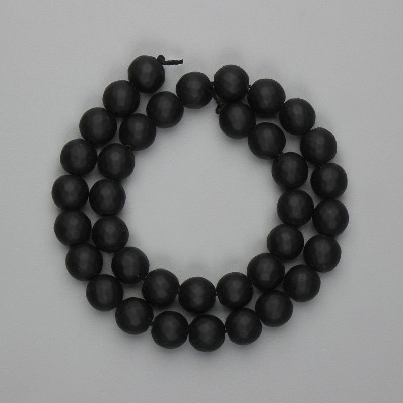 Faceted shungite beads, 10mm diameter, approximately 35 cm long, on a thread