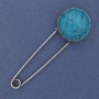 Turquoise Brooch Pin, 78 × 24 mm, silver-tone metal