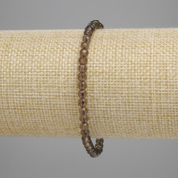 Bracelet with Faceted Smoky Quartz Beads 4mm +/-, length 18 cm +/- stretch