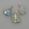 Pendant with rough apatite natural stone – approx. 35×22 mm, assorted sizes, gold-tone metal