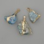 Pendant with rough apatite natural stone – approx. 35×22 mm, assorted sizes, gold-tone metal