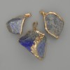 Lapis Lazuli Pendant, Raw Stone ~40x18 mm, Gold-Tone Metal