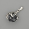 Pendant Snowy Obsidian Paw with Sphere 18×37 mm, Silvertone Metal