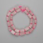 Pink quartz beads, rough-cut, unpolished 9–13×6.5–7 mm, length about 42 cm on thread