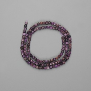 Charoite Beads Faceted Cube 3x3mm, Length 39 cm on Thread