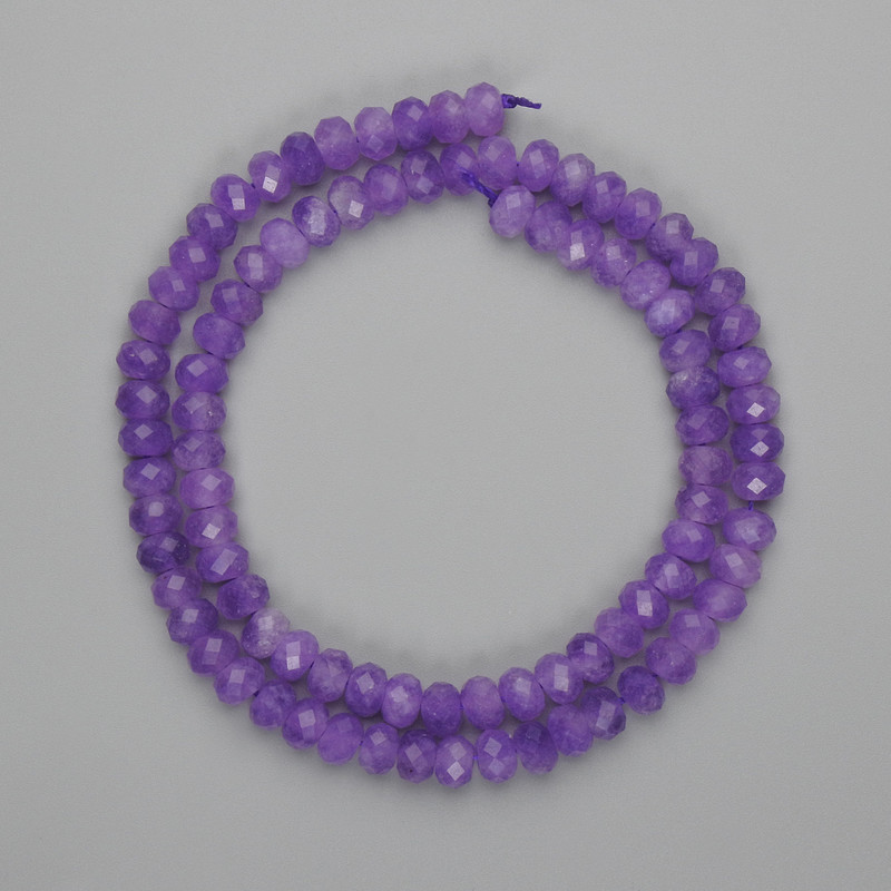 Faceted Amethyst Rondelle Beads 6x4 mm, length approximately 37 cm on thread