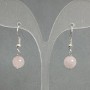 Pink Quartz Earrings with Smooth Beads, 8 mm diameter, 30 mm length