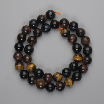 Beads Bull's Eye, Tiger's Eye, Hawk's Eye - Smooth Round 10mm Beads, 38 cm Strand