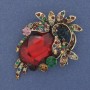 Accent Brooch Pendant Gold with Crystals