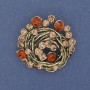 Accent Brooch Pendant with Crystals, Gold-Toned Metal, 37 mm+