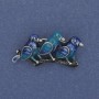 Brooch 'Birds on a Branch' blue enamel silver-tone metal 35×19 mm+