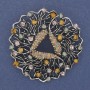 Accent Brooch-Pendant with Colored Rhinestones, Silver-Tone Metal, 51mm+