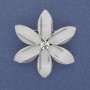 Brooch-pendant White Flower with Acrylic Rhinestone Silver-Tone Metal 45mm+
