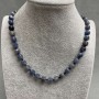 Faceted Sapphire Cube Necklace 7x7 mm, length 45 cm, with clasp
