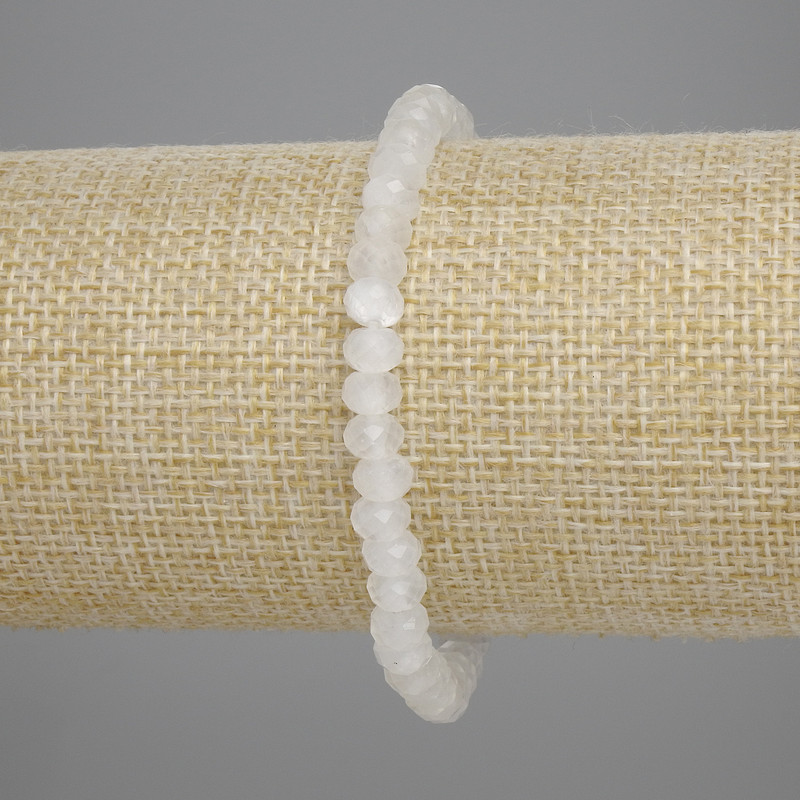 Bracelet Rock Crystal, Faceted Rondelle, diameter 6×4 mm ±, length ~18 cm on stretch cord