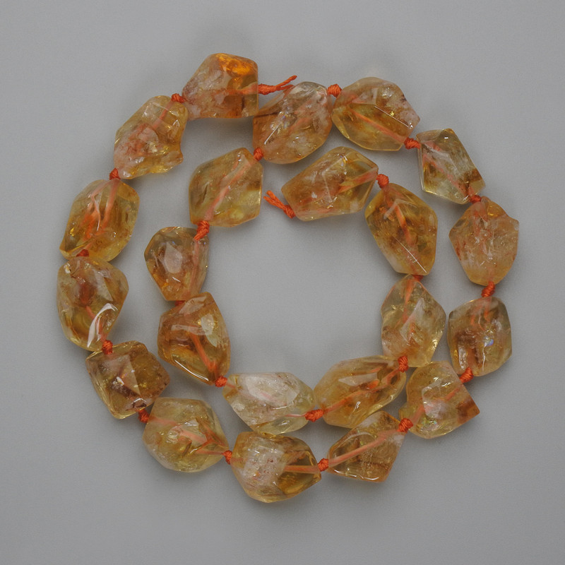 Citrine tumbled beads 21-23×11-14 mm ±, length 41 cm ± on thread