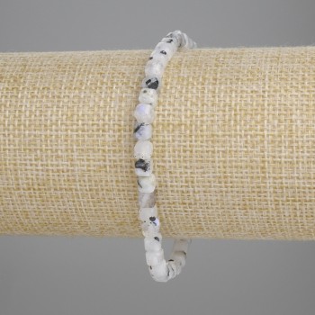 Adularia bracelet with faceted cubes, 4x4 mm, 18 cm stretch