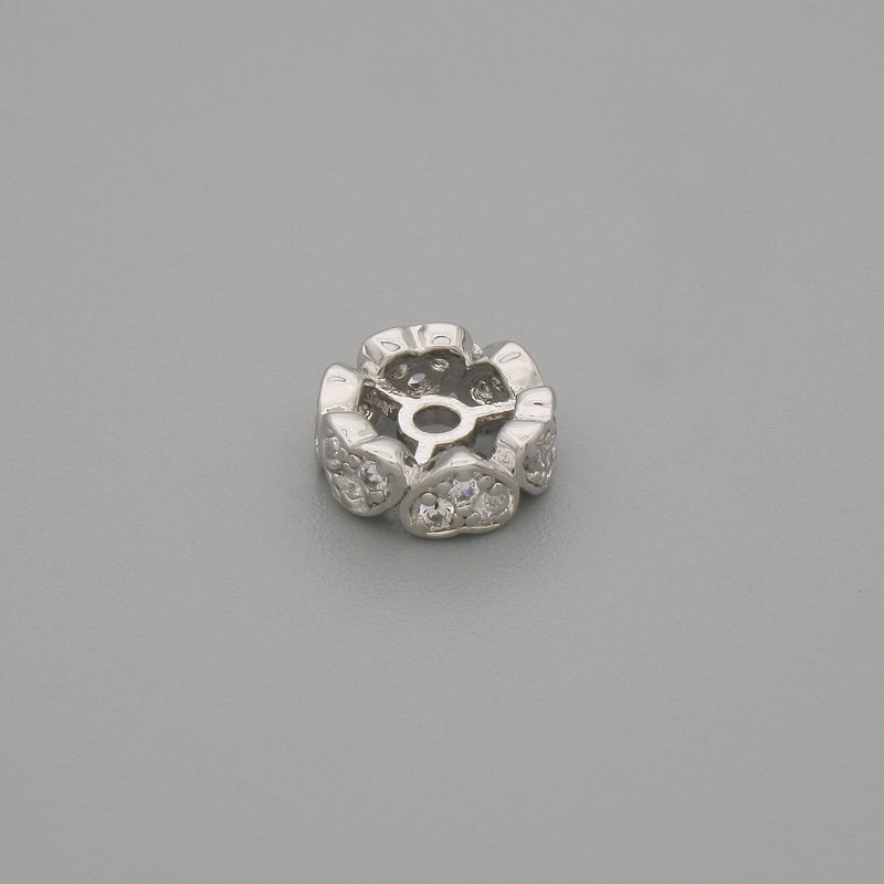 Bead insert, silver metal color, 8×3 mm, hole diameter ~1.8 mm, per piece