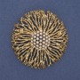 Accent Brooch Pendant with White Rhinestones, Gold-Toned Metal, 61 mm+