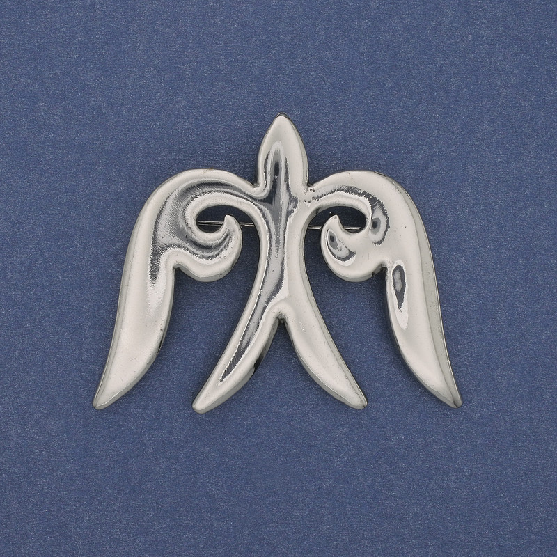 Swallow Brooch-Pendant in Silvery Metal 57×46 mm+