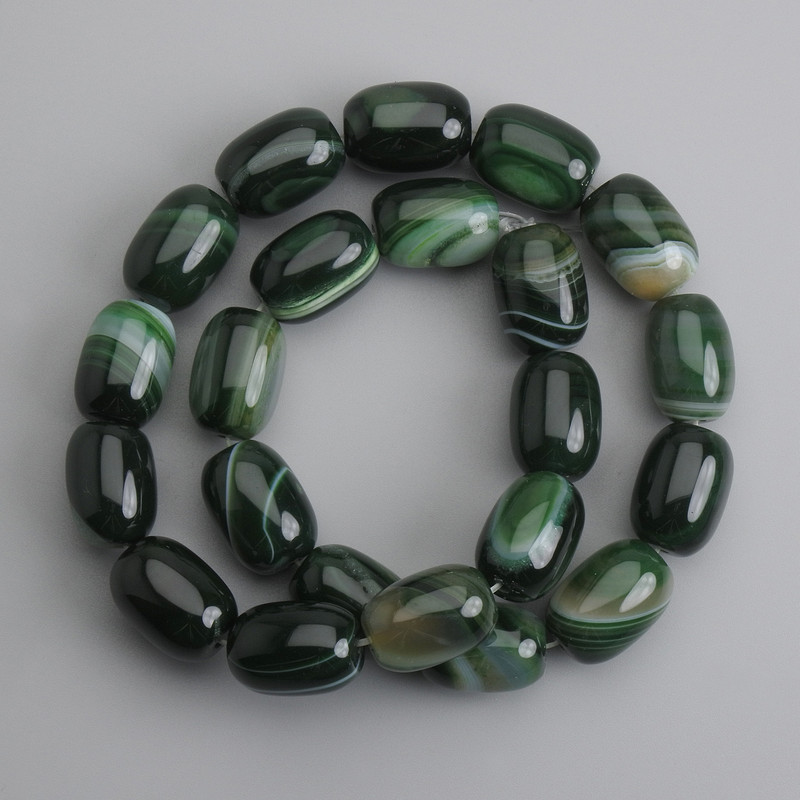 Agate Barrel Beads, 18x12 mm diameter, 5-13 mm +/-, strand length 39 cm +