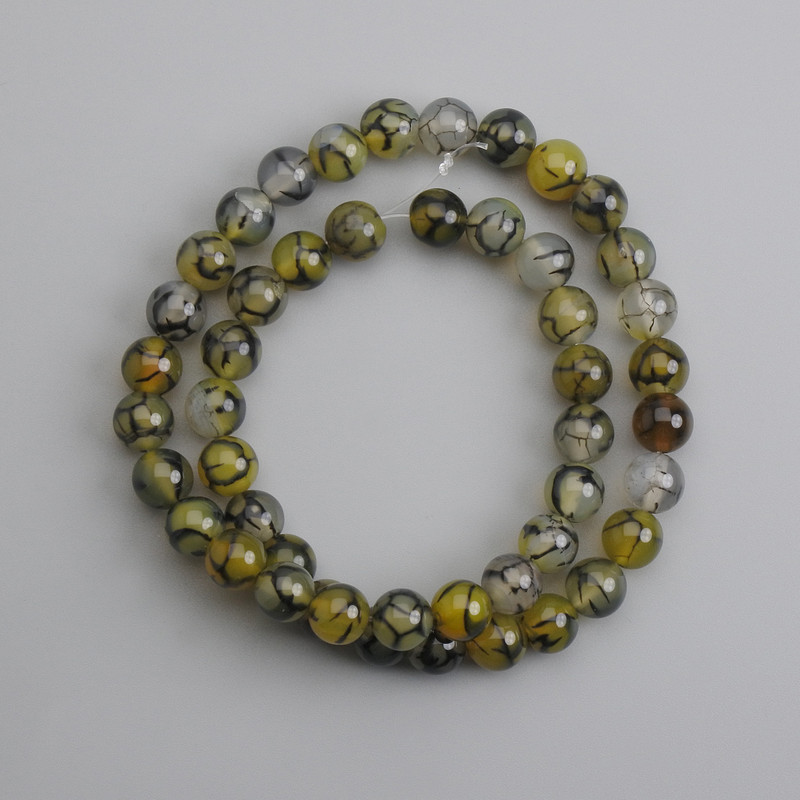 Dragon Vein Agate Beads, Smooth Round Beads, 8 mm diameter, 36 cm length ±