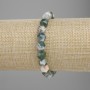 Moss Agate Bracelet, Faceted Diamond-Shaped Beads, 8x7 mm ±, Length 18 cm ±, Stretch