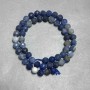 Blue Aventurine Beads, Natural Stone, Faceted Round Beads, Diameter 7.5 mm ±, Length 39 cm ± on Thread