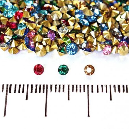 Assorted colorful rhinestones, 2.5 mm diameter ±, pack 7 g (±)