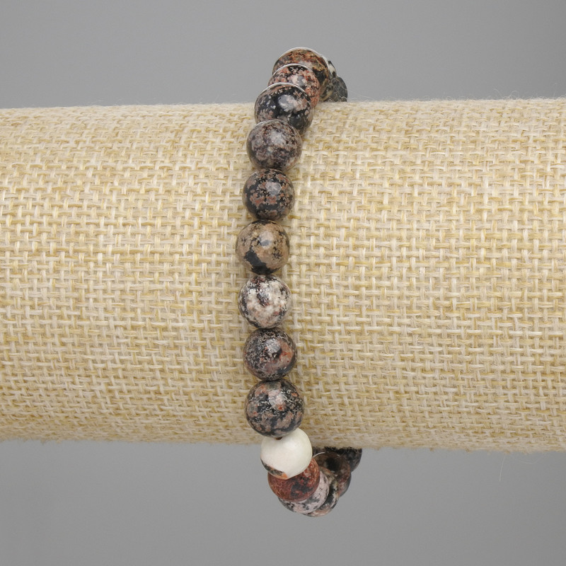 Obsidian Bracelet, Smooth Beads, 8 mm Diameter ±, 18 cm Length ±, Elastic