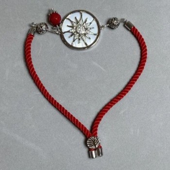 Textile bracelet, diameter 5.5 mm ±, adjustable with a silver-toned metal insert, diameter 24 mm ±