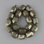 Pyrite beads, faceted, 20-21×15-17 mm, ±39 cm length on thread